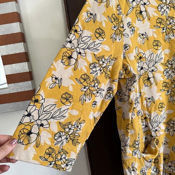 WOOLOVERS | Yellow Floral Funnel Neck French Terry Tunic | Size Extra Large - Picture 5 of 6